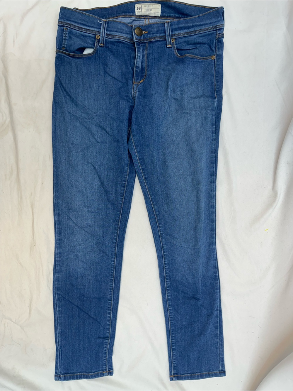 Free People Straight-Leg Midwash Blue Jeans 29